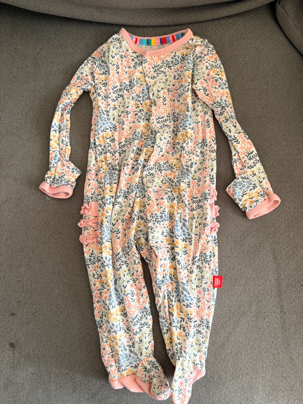 Pink Tag Floral Pink Kids One-Piece Pajamas